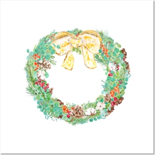 Christmas wreath watercolor Posters and Art